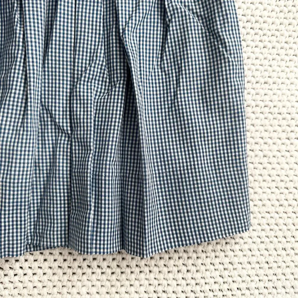 Jayne Copeland Vintage USA Blue Gingham Floral Apron Jumper Toddler Girl Dress 5